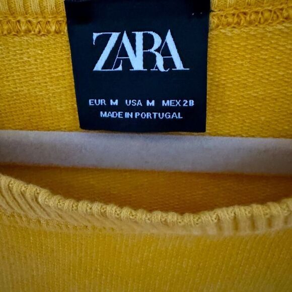 Zara yellow boho boxy crewneck long sleeved sweatshirt M - Picture 3 of 8